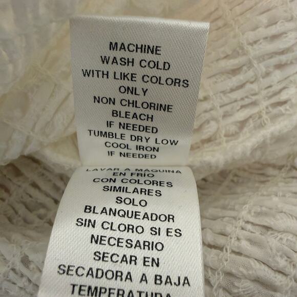 NWOT Rachel Parcell Cotton White Puff Sleeve Smocked Mini Dress | Ruffle Hem | L - Picture 6 of 12